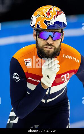 SEOUL - Sjinkie Knegt en action lors d'une formation pour les Championnats du monde de patinage de vitesse sur piste courte en Corée du Sud. ANP IRIS VAN DEN BROEK pays-bas hors - belgique hors Banque D'Images