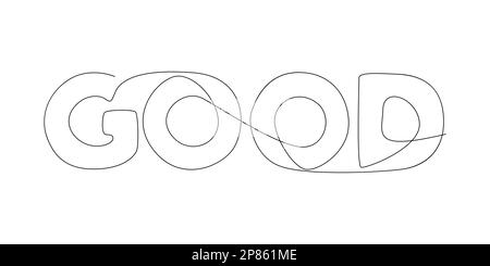 Une ligne continue de bon mot. Concept de vecteur d'illustration à trait fin. Dessin de contour idées créatives. Illustration de Vecteur