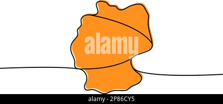 Silhouette allemande mise en plan continue à une ligne. Allemagne silhouette de pays continue une ligne illustration colorée. Illustration de Vecteur