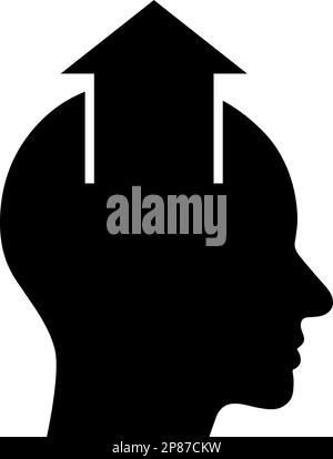 Icône plate d'une tête humaine et flèche vers le haut comme concept de la croissance personnelle Illustration de Vecteur
