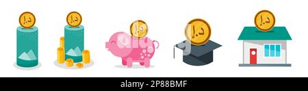 Économiser de l'argent Dirham des Émirats arabes Unis Illustration de Vecteur