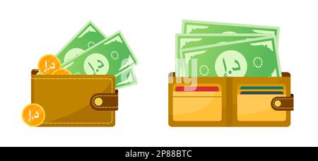 Porte-monnaie avec l'argent Dirham des Émirats arabes Unis Illustration de Vecteur