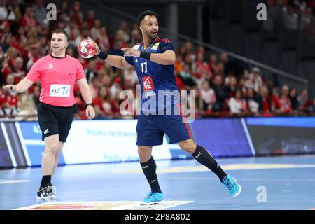 Timothey Nguessan de France lors du match de handball des hommes EHF Euro 2024, qualificatifs entre la Pologne et la France sur 8 mars 2023 à l'arène ERGO à Gdansk, Pologne - photo: Piotr Matusewicz/DPPI/LiveMedia Banque D'Images