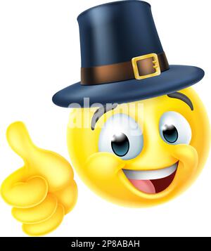 L'icône du craon Emoji de Thanksgiving Pilgrim Emoticon Illustration de Vecteur