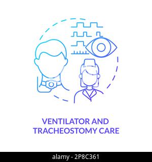 Icône de concept de gradient bleu pour le soin du ventilateur et de la trachéotomie Illustration de Vecteur
