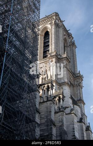 Partie de la restauration de la cathédrale notre-Dame après le feu de 2019. Banque D'Images