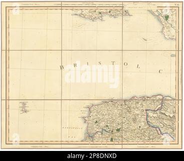 CANAL DE BRISTOL, CÔTES DE GOWER ET NORTH DEVON. Carte Exmoor & Lundy Island CARY 1832 Banque D'Images