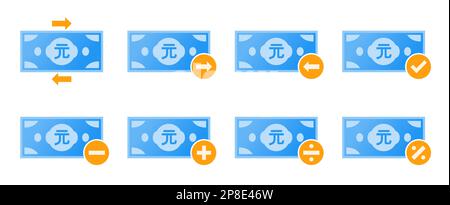Jeu d'icônes de transaction d'argent baht thaïlandais Illustration de Vecteur