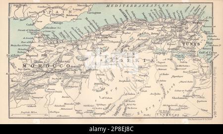 Afrique du Nord. Maghreb Maroc Algérie Tunisie. BARTHOLOMEW 1898 vieille carte Banque D'Images