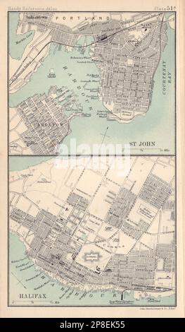 Halifax et St. Plans de ville de John. Canada. BARTHOLOMEW 1898 carte ancienne Banque D'Images