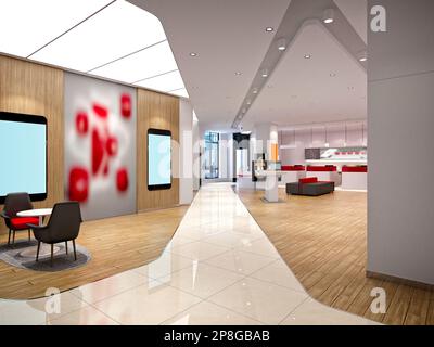 3d rendu de l'intérieur d'une banque commerciale Banque D'Images