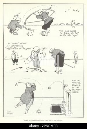 HEATH ROBINSON DESSIN ANIMÉ DE GOLF quelques suggestions pour le golf novice 1975 imprimé Banque D'Images