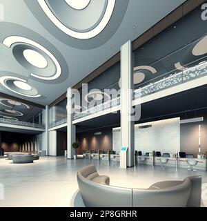 3d rendu de l'intérieur d'une banque commerciale Banque D'Images