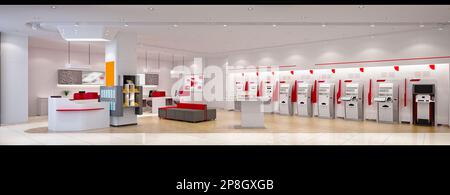 3d rendu de l'intérieur d'une banque commerciale Banque D'Images