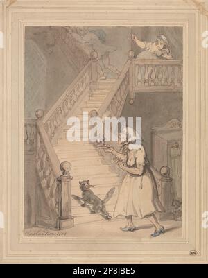 Un jeune Aunt qui sent le feu 1804 par Thomas Rowlandson Banque D'Images