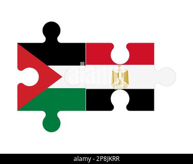 Puzzle connecté des drapeaux de la Palestine et de l'Egypte, vecteur Illustration de Vecteur