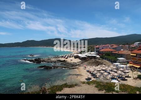 Vue de la plage, Sarti Sithonia - Grèce Banque D'Images