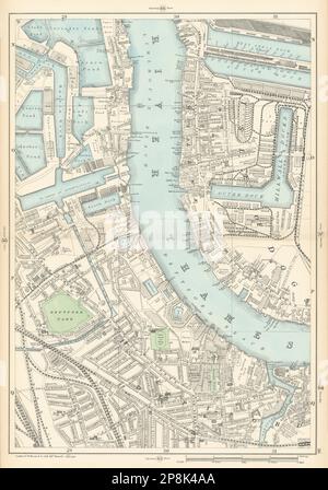 MILLWALL DEPTFORD Surrey & West India Docks Isle of Dogs Canary Wharf 1900 map Banque D'Images