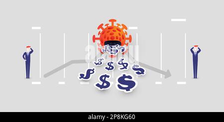 Coût de la pandémie de coronavirus, le virus cannibalizing profits et économies - impact sur l'économie mondiale, les entreprises cessent de croître, les résultats diminuent - VE Illustration de Vecteur