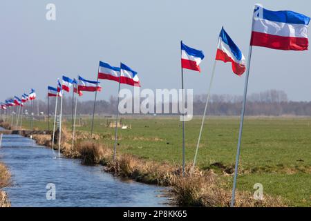 Les drapeaux hollandais sont à l'envers en raison de la protestation des agriculteurs aux pays-Bas Banque D'Images