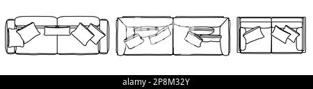 Concept ou ensemble conceptuel ou collection de canapés causeuses de différentes perspectives sur blanc. 3d illustration en tant que métahor pour l'architecture et dans Banque D'Images