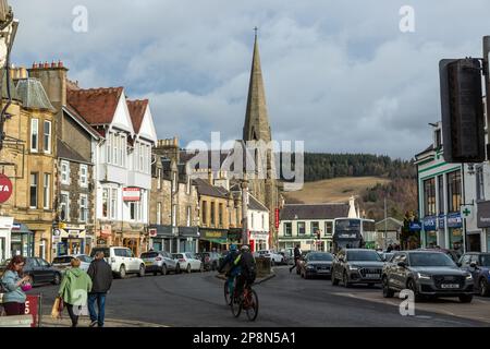 High Street à Peebles frontières écossaises. Banque D'Images