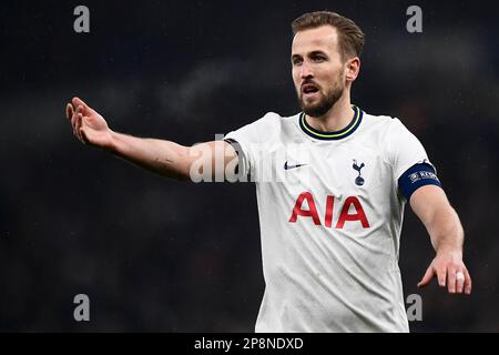 Londres, Royaume-Uni. 08 mars 2023. Harry Kane de Tottenham Hotspur FC gestes pendant la manche de la Ligue des champions de l'UEFA du match de football 16 entre Tottenham Hotspur FC et AC Milan. Credit: Nicolò Campo/Alay Live News Banque D'Images