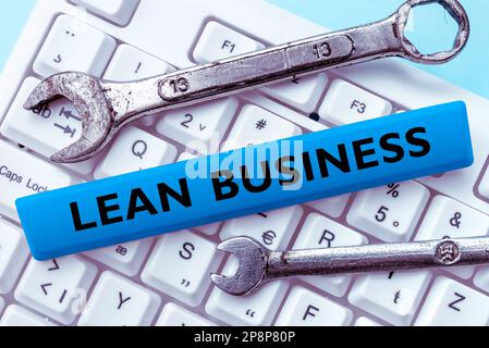Affiche présentant une activité Lean. Amélioration des idées commerciales de réduction des déchets sans sacrifier la productivité Banque D'Images