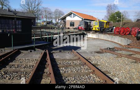 Platine de chemin de fer dans l'ancienne gare de Beekbergen, aux pays-Bas Banque D'Images