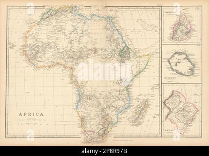 Afrique. Maurice, Bourbon (Réunion) & Natal par Edward Weller 1859 carte ancienne Banque D'Images