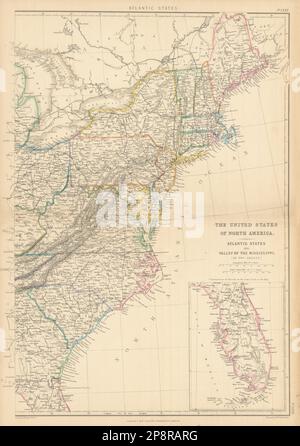 États-Unis d'Amérique du Nord. Etats-Unis Etats de l'Atlantique. LOWRY 1859 vieille carte Banque D'Images