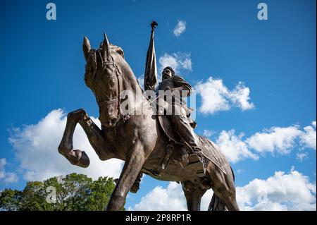 Le General John Logan Monument à Grant Park, Chicago, Illinois, États-Unis Banque D'Images