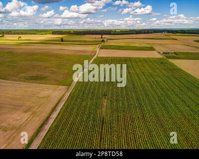 Vue aérienne du pays en Pologne Banque D'Images