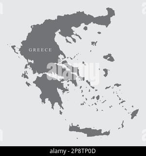 Silhouette de carte de Grèce isolée sur fond clair Illustration de Vecteur