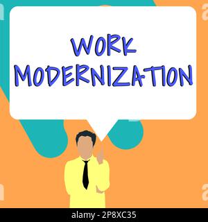 Modernisation des affiches manuscrite. Présentation commerciale changement du service produit et du processus pour inclure de nouvelles fonctions et compétences Banque D'Images