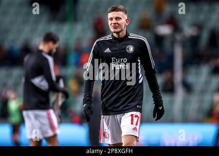 Varsovie, Pologne. 09th mars 2023. Sebastian Szymanski lors de la manche de la Ligue Europa de l'UEFA de 16 jambe un match entre Shakhtar Donetsk et Feyenoord sur 9 mars 2023 à Varsovie, Pologne. (Photo de PressFocus/SIPA USA) crédit: SIPA USA/Alay Live News Banque D'Images