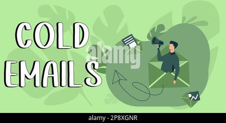 Légende de texte présentant des e-mails froids. E-mail non sollicité d'une idée commerciale envoyé à un destinataire sans contact préalable Banque D'Images