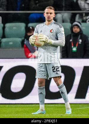 Varsovie - le gardien de Feyenoord Timon Wellenreuther pendant le match entre Shakhtar Donetsk et Feyenoord au Stadion Wojska Polskiego, le 9 mars 2023 à Varsovie, Pologne. (Box to Box Pictures/Tom Bode) Banque D'Images