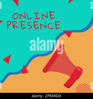 Signature manuscrite présence en ligne. Photo conceptuelle existence de quelqu'un qui peut être trouvé par une recherche en ligne Banque D'Images