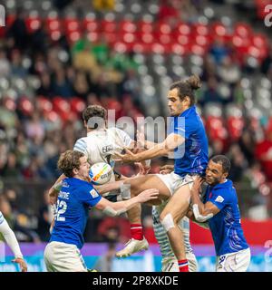 Vancouver, Canada. 5th mars 2023. Rodrigo Isgro (Top L) de l'Argentine et Jonathan Laugel (Top R) de la France rivalisent une ligne au cours du jour 3 - HSBC CAN Banque D'Images