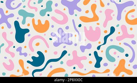 Joli motif vectoriel avec formes de style matisse. Arrière-plan horizontal abstrait de formes et de lignes organiques simples. Chiffres aléatoires dessinés à la main, blobs Illustration de Vecteur