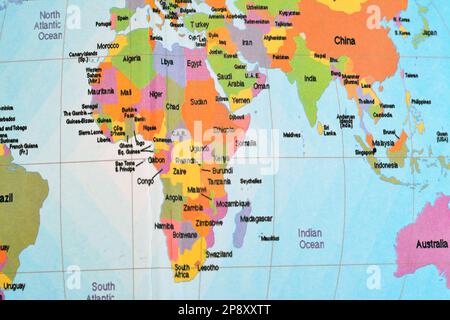 L'Afrique et l'Asie avec l'Egypte, l'Arabie Saoudite, les Emirats, l'Irak, le Koweït, Iran, Chine, Jordanie, Turquie, Yémen, Syrie, Liban, Inde, Libye, Indien Banque D'Images