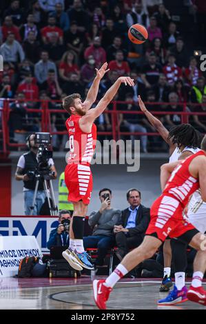 Pirée, Grèce. 09th mars 2023. 0 THOMAS WALKUP de l'Olympiacos Pirée lors de l'Euroligue, Round 28, match entre l'Olympiacos Pirée et le FC Bayern Munich au stade de la paix et de l'amitié de 9 mars 2023, à Athènes, Grèce. Crédit : Agence photo indépendante/Alamy Live News Banque D'Images