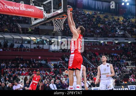 Pirée, Grèce. 09th mars 2023. 14 SASHA VEZENKOV de l'Olympiacos Pirée lors de l'Euroligue, Round 28, match entre l'Olympiacos Pirée et le FC Bayern Munich au Stade de la paix et de l'amitié de 9 mars 2023, à Athènes, Grèce. Crédit : Agence photo indépendante/Alamy Live News Banque D'Images