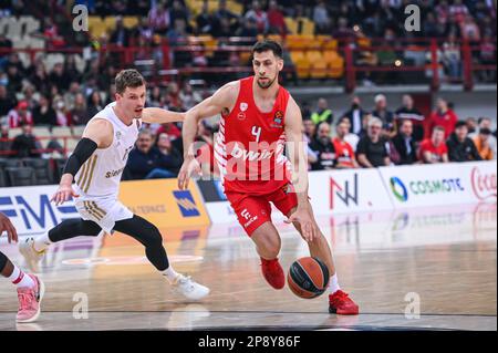 Athènes, Lombardie, Grèce. 9th mars 2023. 4 MICHALIS LOUNTZIS de Olympiacos Pirée lors de l'Euroligue, Round 28, match entre Olympiacos Pirée et le FC Bayern Munich au stade de la paix et de l'amitié de 9 mars 2023, à Athènes, Grèce. (Credit image: © Stefanos Kyriazis/ZUMA Press Wire) USAGE ÉDITORIAL SEULEMENT! Non destiné À un usage commercial ! Banque D'Images