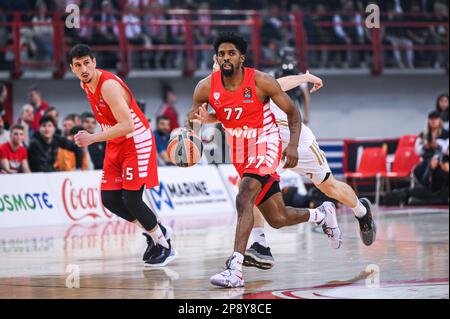 Pirée, Grèce. 09th mars 2023. 77 SHAQUIELLE MCKISSIC de l'Olympiacos Pirée lors de l'Euroligue, Round 28, match entre Olympiacos Pirée et le FC Bayern Munich au stade de la paix et de l'amitié de 9 mars 2023, à Athènes, Grèce. Crédit : Agence photo indépendante/Alamy Live News Banque D'Images