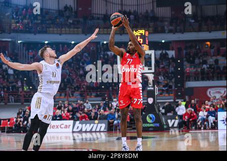 Pirée, Grèce. 09th mars 2023. 77 SHAQUIELLE MCKISSIC de l'Olympiacos Pirée lors de l'Euroligue, Round 28, match entre Olympiacos Pirée et le FC Bayern Munich au stade de la paix et de l'amitié de 9 mars 2023, à Athènes, Grèce. Crédit : Agence photo indépendante/Alamy Live News Banque D'Images