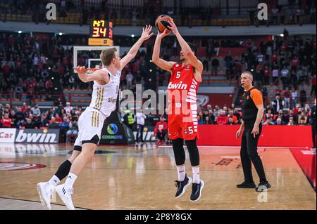 Pirée, Grèce. 09th mars 2023. 5 GIANNOUlis LANNOTZAKIS de l'Olympiacos Pirée lors de l'Euroligue, Round 28, match entre Olympiacos Pirée et le FC Bayern Munich au Stade de la paix et de l'amitié de 9 mars 2023, à Athènes, Grèce. Crédit : Agence photo indépendante/Alamy Live News Banque D'Images