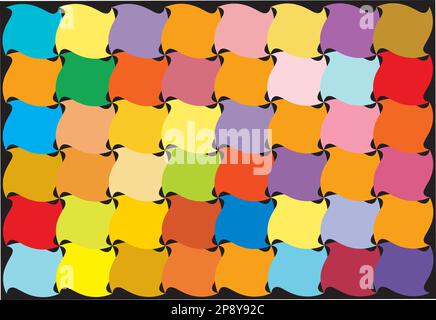 carrés multicolores avec bords incurvés. Arrière-plan abstrait. Toile de fond carrés arc-en-ciel lumineux Illustration de Vecteur