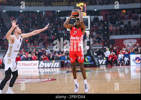 Athènes, Lombardie, Grèce. 9th mars 2023. 77 SHAQUIELLE MCKISSIC de l'Olympiacos Pirée lors de l'Euroligue, Round 28, match entre Olympiacos Pirée et le FC Bayern Munich au stade de la paix et de l'amitié de 9 mars 2023, à Athènes, Grèce. (Credit image: © Stefanos Kyriazis/ZUMA Press Wire) USAGE ÉDITORIAL SEULEMENT! Non destiné À un usage commercial ! Banque D'Images